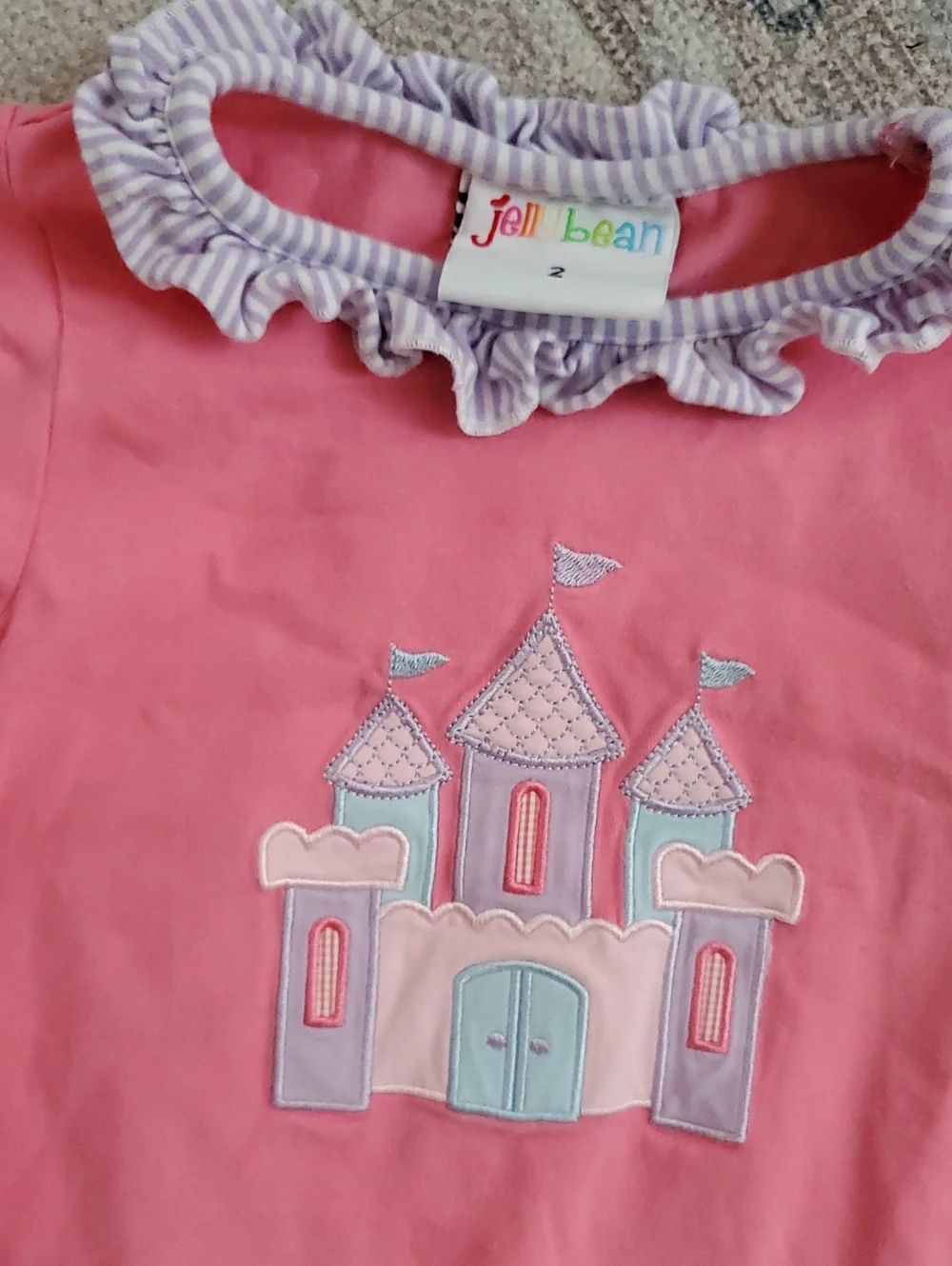 Jellybean Toddler Girls Princess Castle Applique Ruffle Set Matching Outfit Sz2
